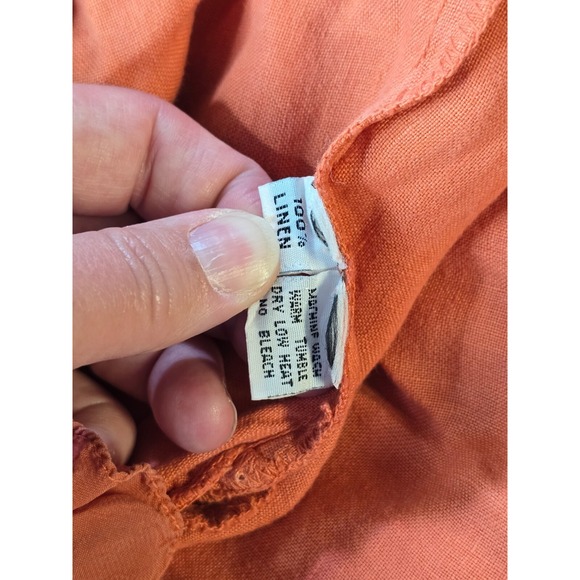 Vintage Johnny Was Linen Top Large Orange Ruffle Hem Bohemian Peasant Festival - Picture 6 of 6